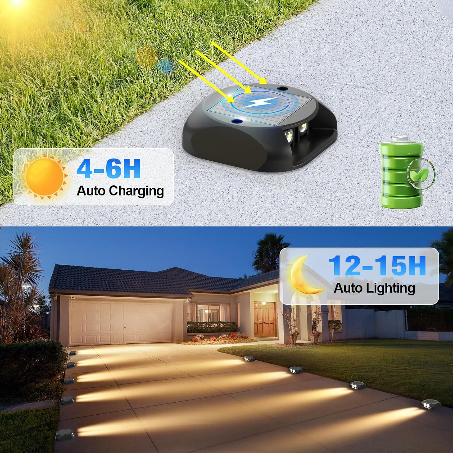 Detalle de Quntis 4 Pezzi Luci Solari da Esterno Calda Bianca – Faretto Segnapasso LED Solare IP65