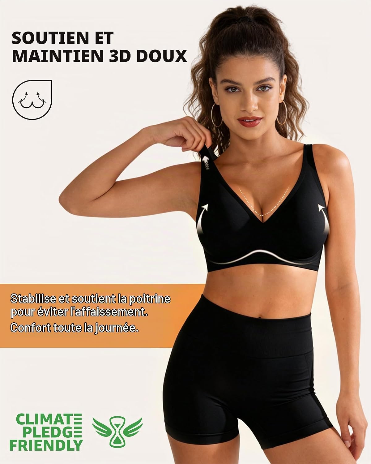 Detalle de Bresdk Jelly Bra naadloze beha zonder beugel, gevoerd en zwart