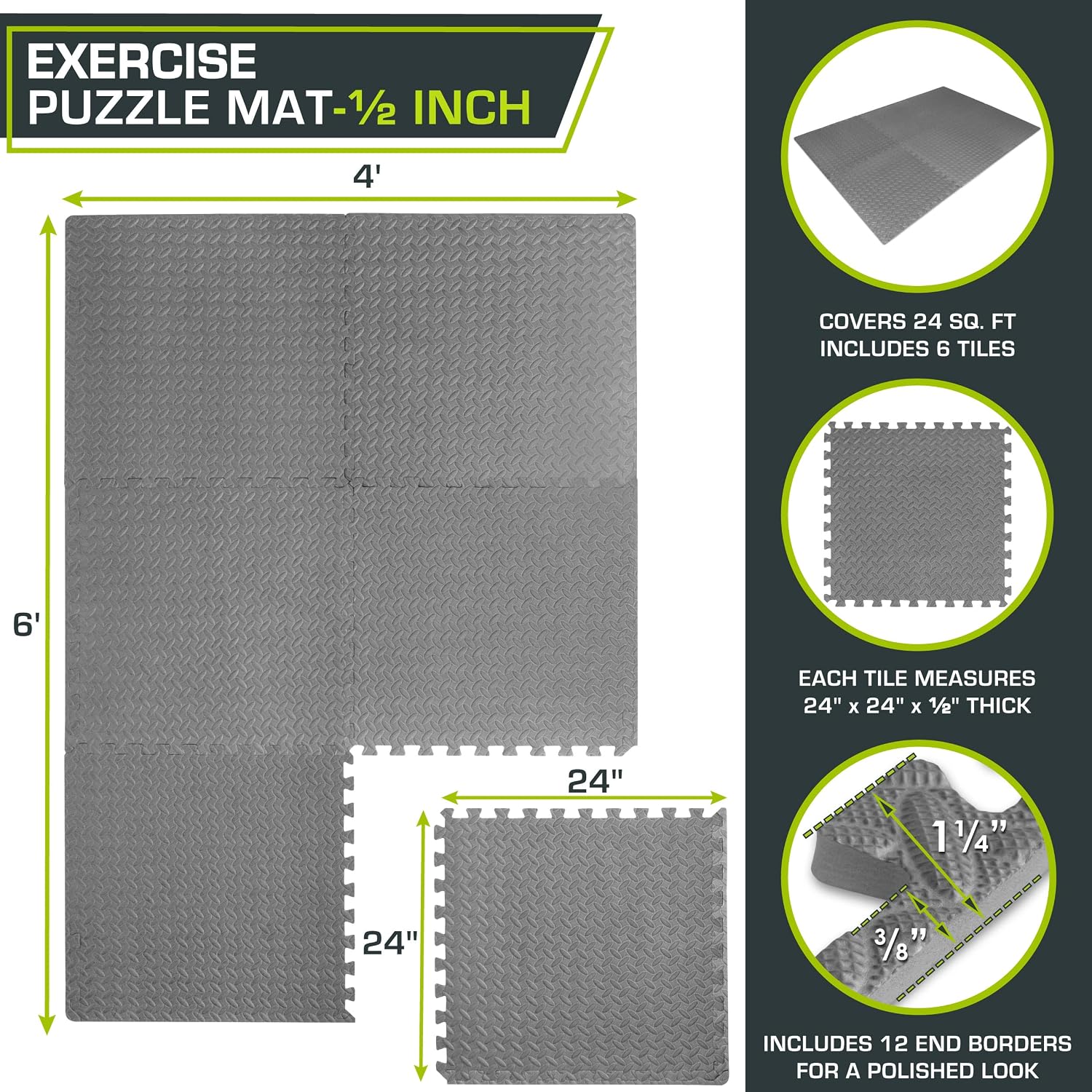 Detalle 2 de ProsourceFit Puzzle Exercise Mat, 24 Sq Ft ⚙