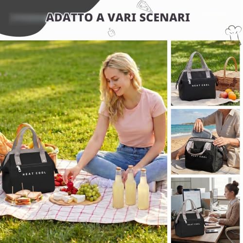 Thumbnail 6 de Nanxson Borsa termica 10L nera con tasca frontale con zip