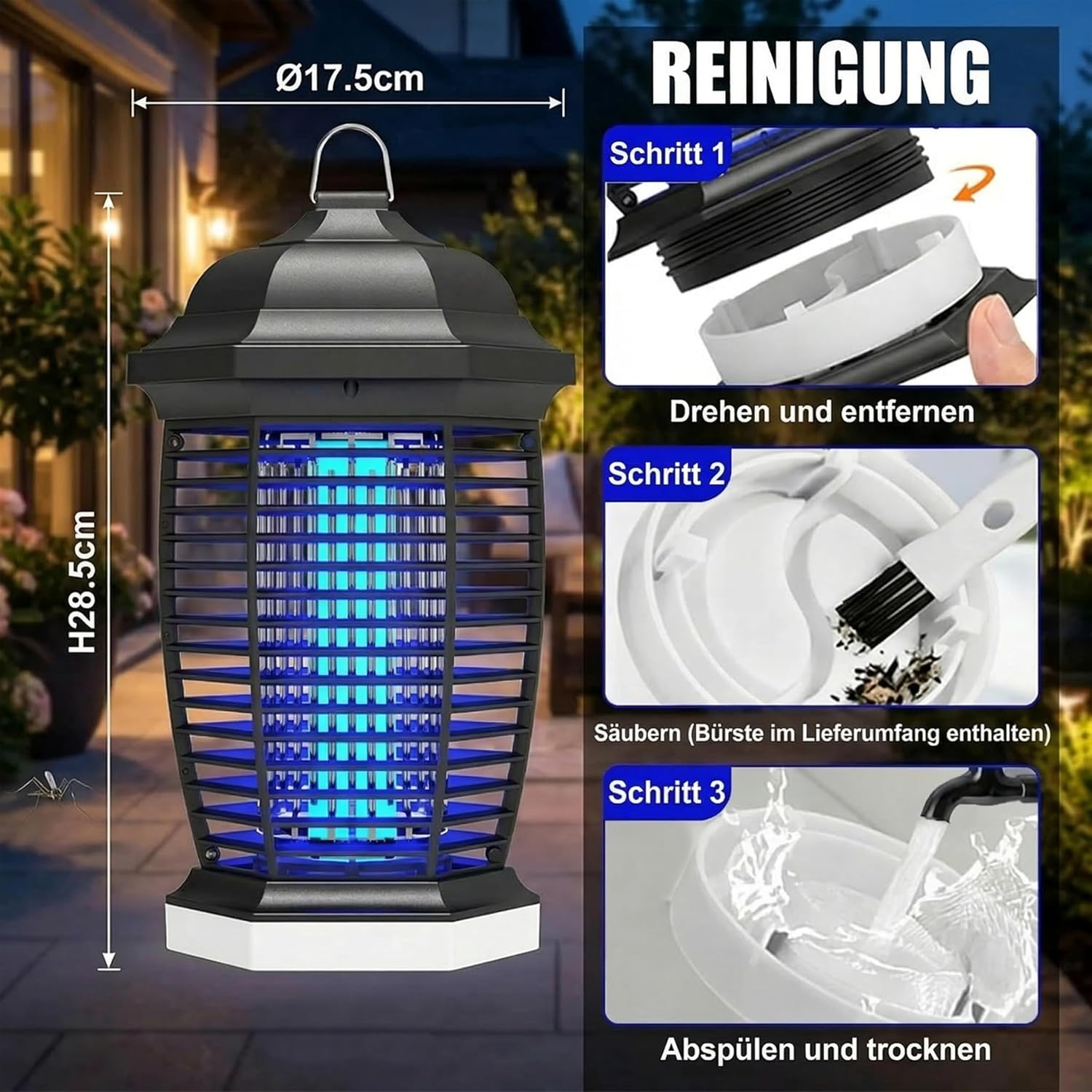 Thumbnail 6 de Seenlast Insektenvernichter Elektrisch 4000V – 18W UV-Licht, IPX4