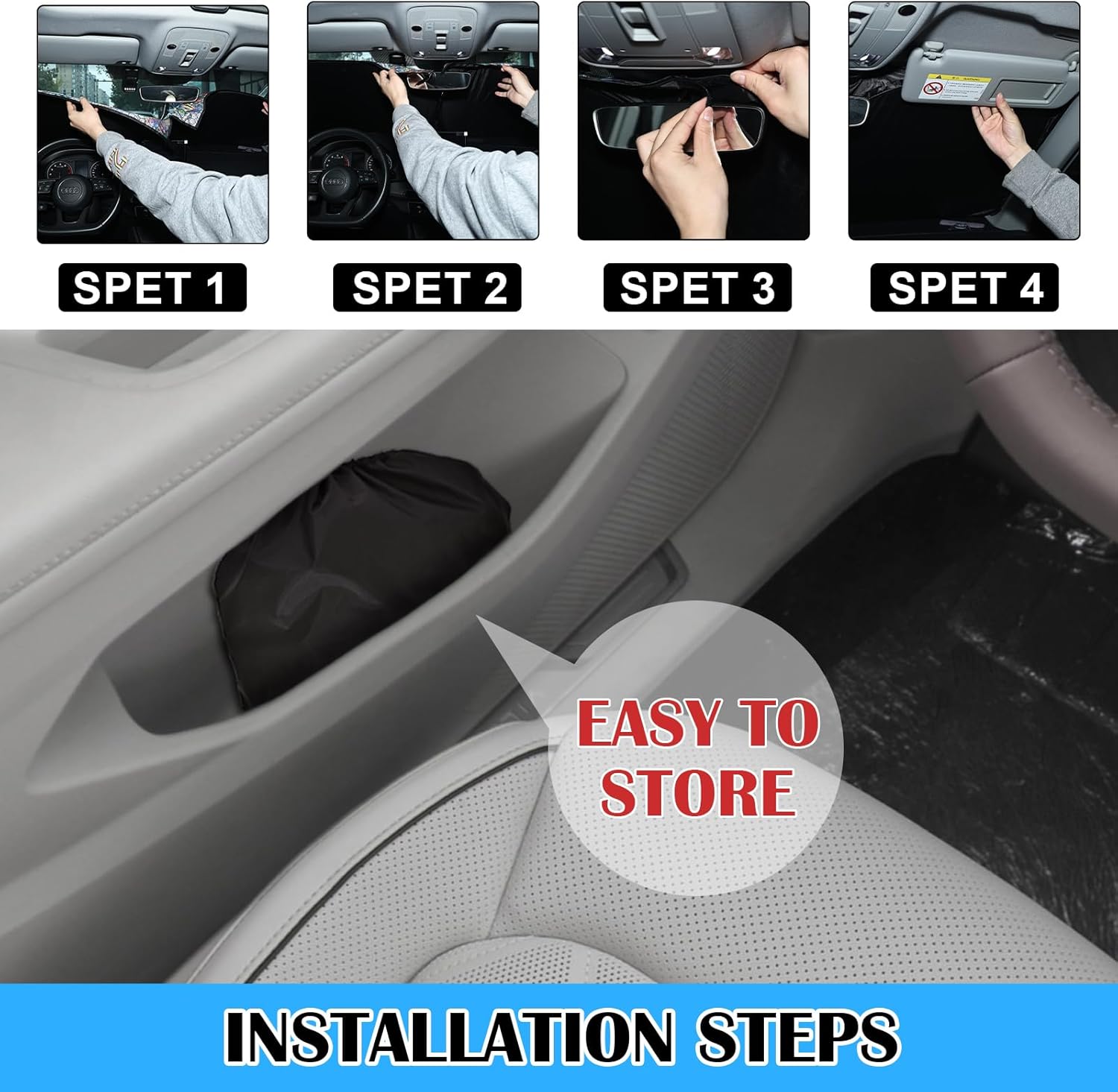 Thumbnail 6 de ZATOOTO Windscreen Sun Shade for Ford Transit Custom (Set of 3) – magnetic thermal blinds and thick windscreen cover