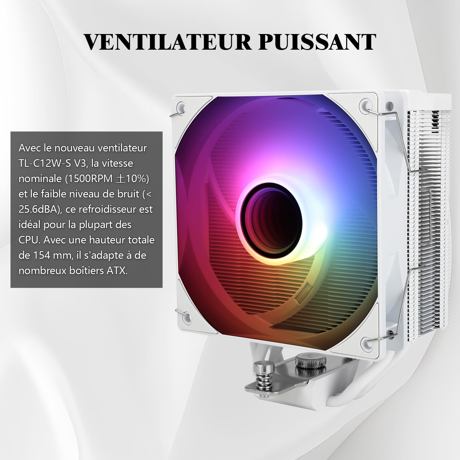 Detalle 2 de TR Assassin Spirit 120 Vision ARGB bianco – CPU Air Cooler con display LCD IPS 1,54” e compatibilità Intel LGA1700/1851, AMD AM4/AM5