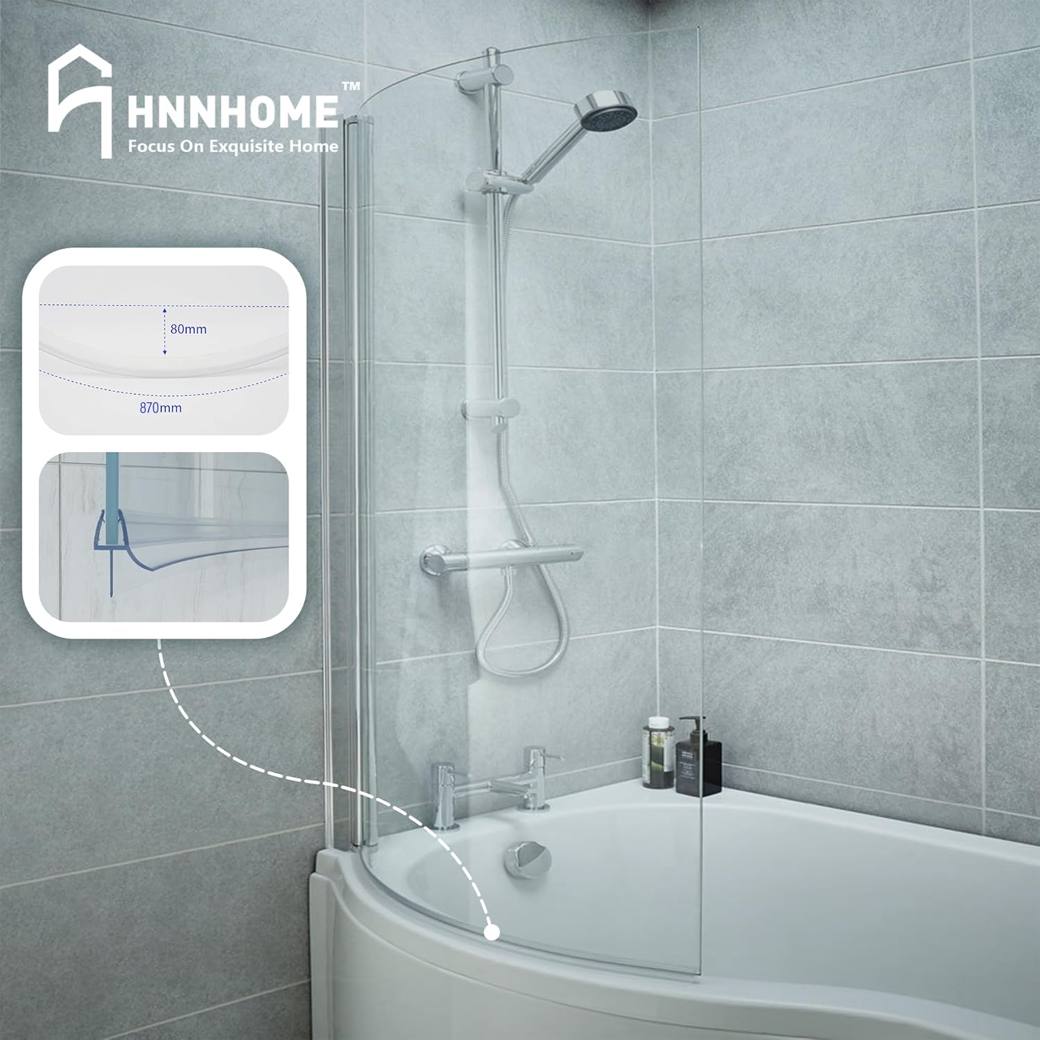 Thumbnail 6 de Guarnizione curva per doccia da 1 m per vetro 6–8 mm – HNNHOME