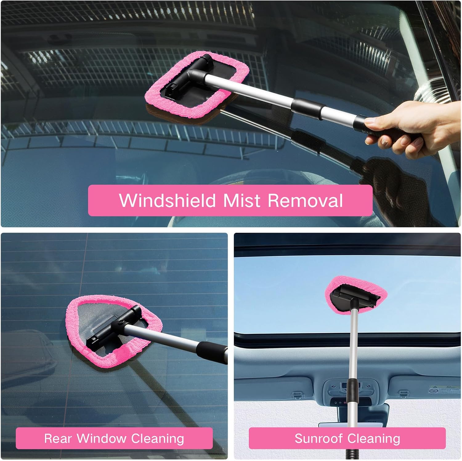 Detalle 2 de Qydipclin Windshield Cleaner Kit 10pcs, 4 Pads, Extendable Handle