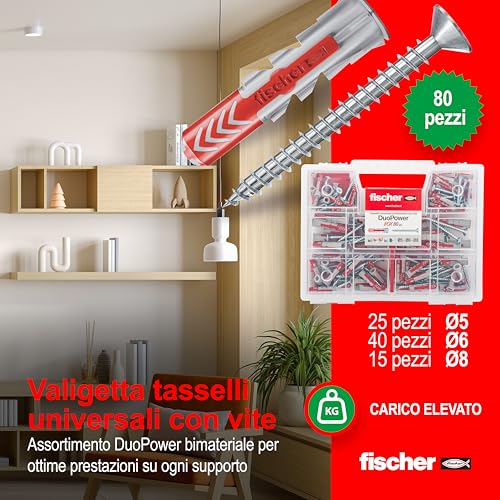 Detalle de Fischer KIT DUOPOWER Valigetta 80 Tasselli Universali Duopower con Vite