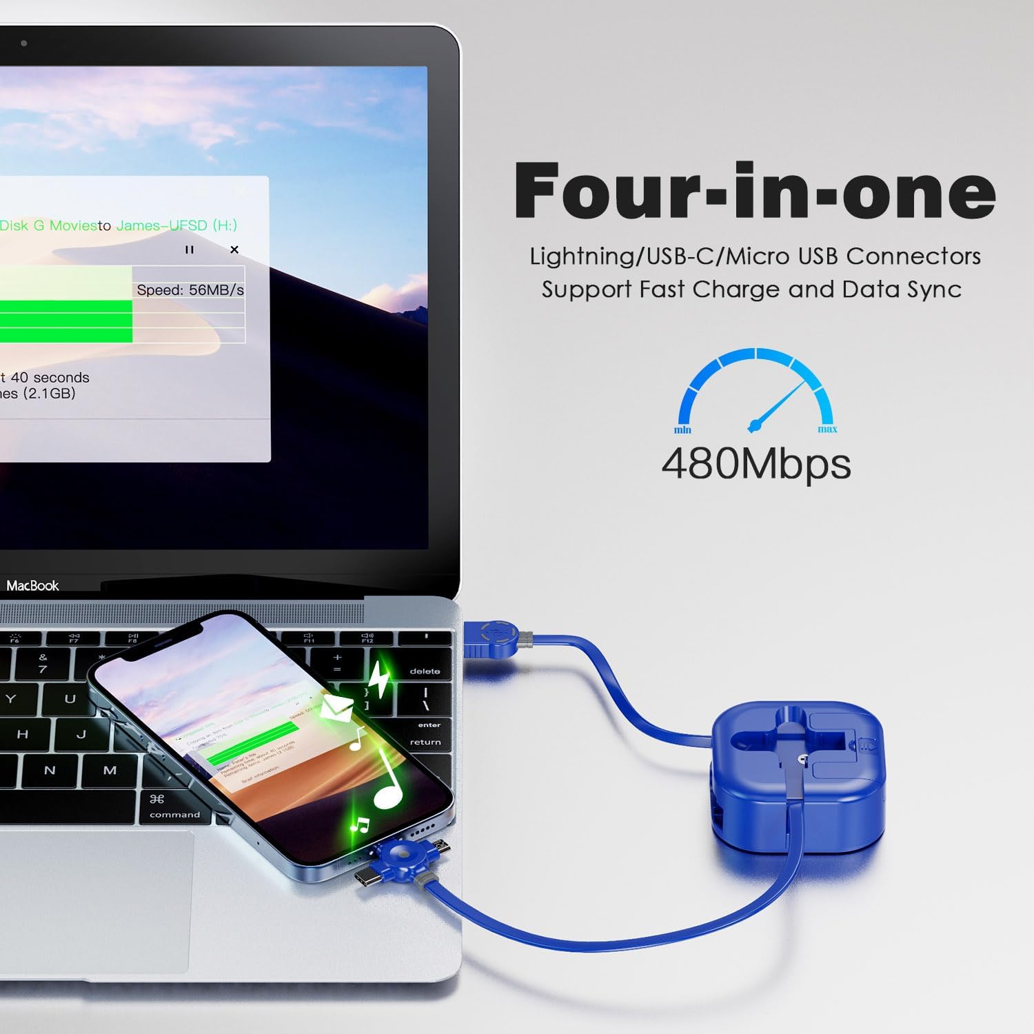 Thumbnail 2 de ASICEN Multi Charger Cable 1.2m — 3‑in‑1 retractable cable