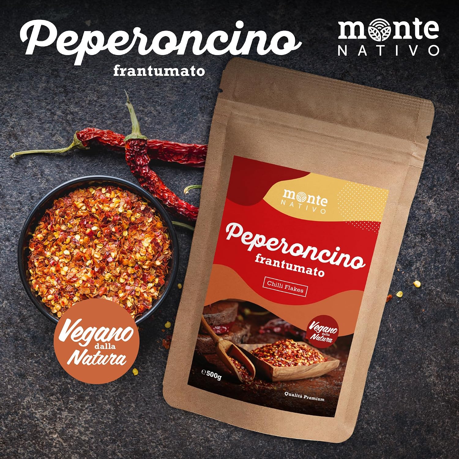 Detalle de Fiocchi di peperoncino Monte Nativo (500 g) – peperoncino in fiocchi, speziato e versatile