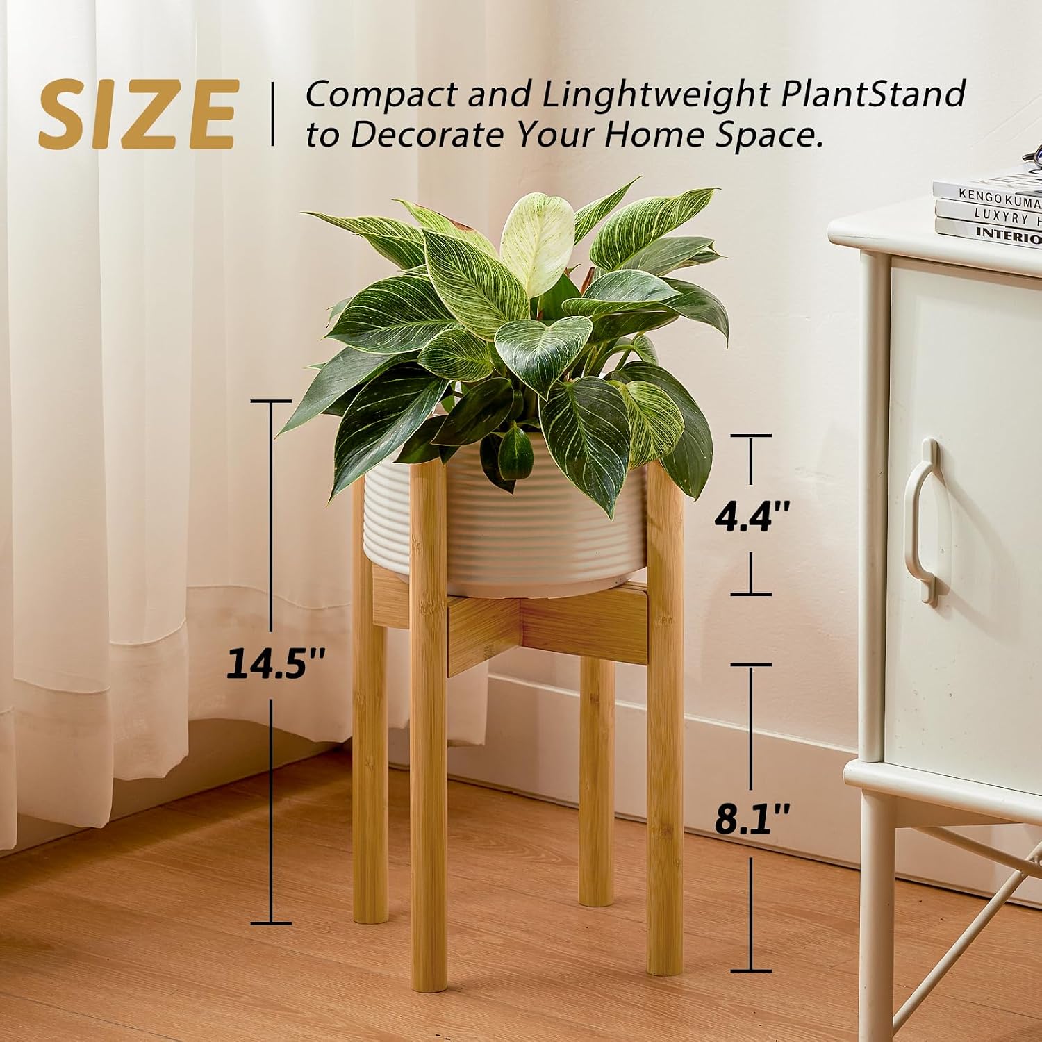 Thumbnail 2 de Bamworld Adjustable Plant Stand Indoor (Natural) – bamboo holder for 8 to 12 inch pots
