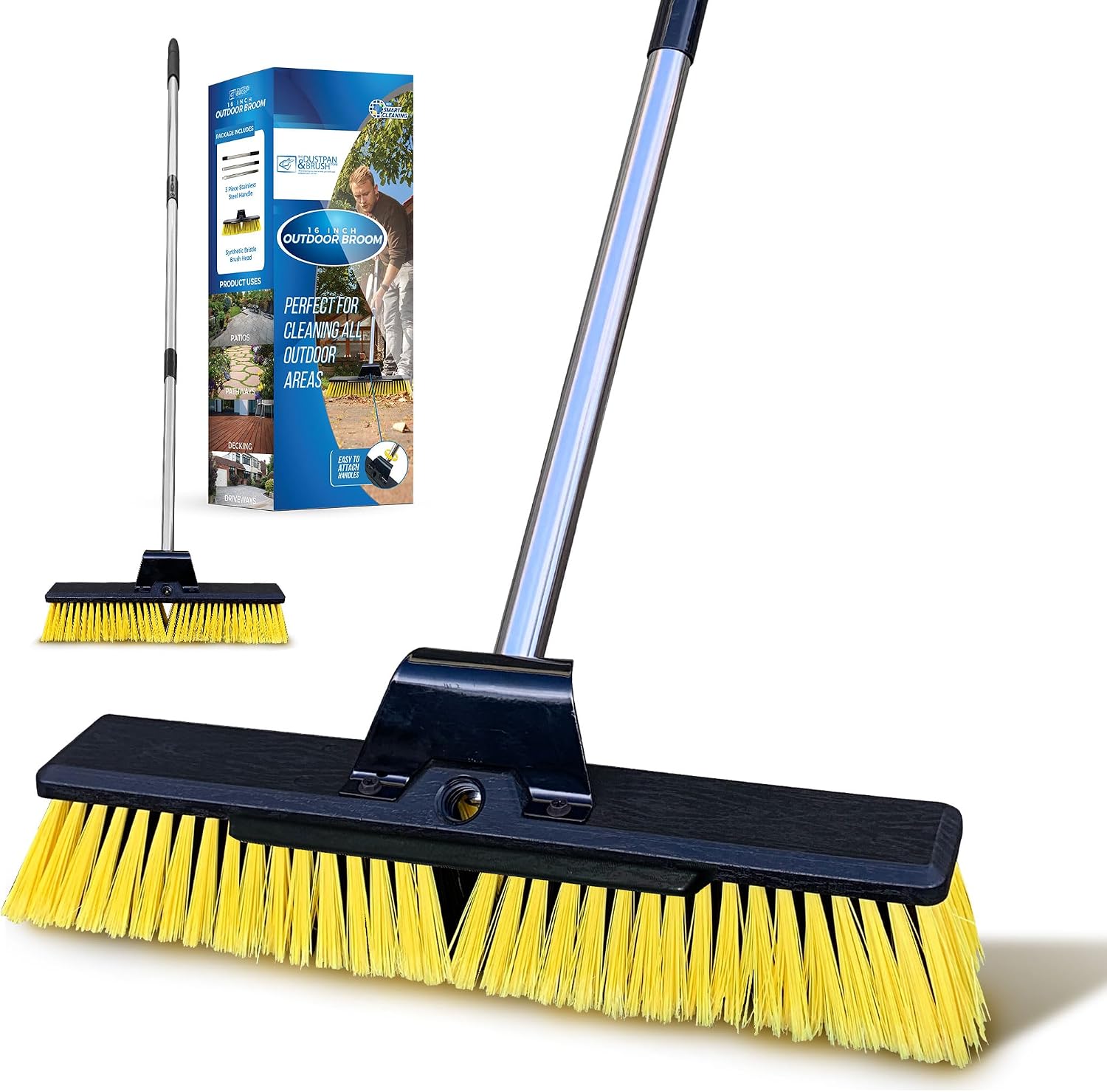 Detalle de Heavy Duty Garden Broom 16" Stiff Brush