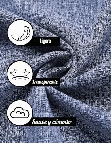 Thumbnail 4 de COOFANDY Camisa de lino para hombre, manga corta, azul intenso XXL