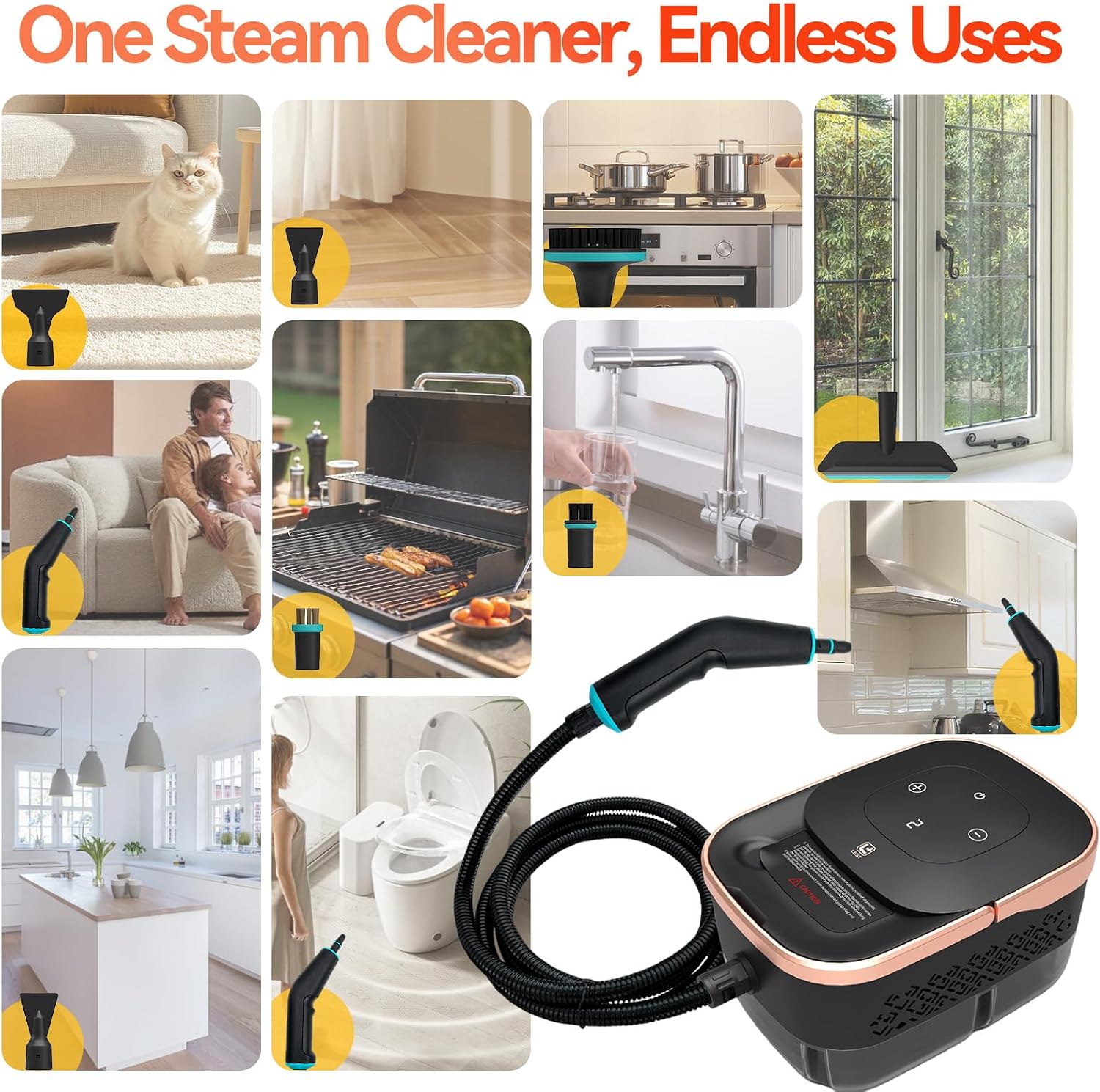 Thumbnail 6 de VniYors 2500W Handheld Steam Cleaner (6-Speed Portable Steamer, Large Tank, 10 Accessories)