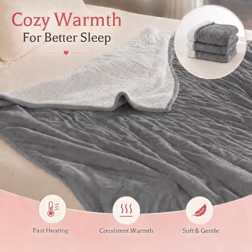 Thumbnail 8 de Arrylins Heated Electric Blanket Throw, 130 x 180 cm, Flannel and Sherpa