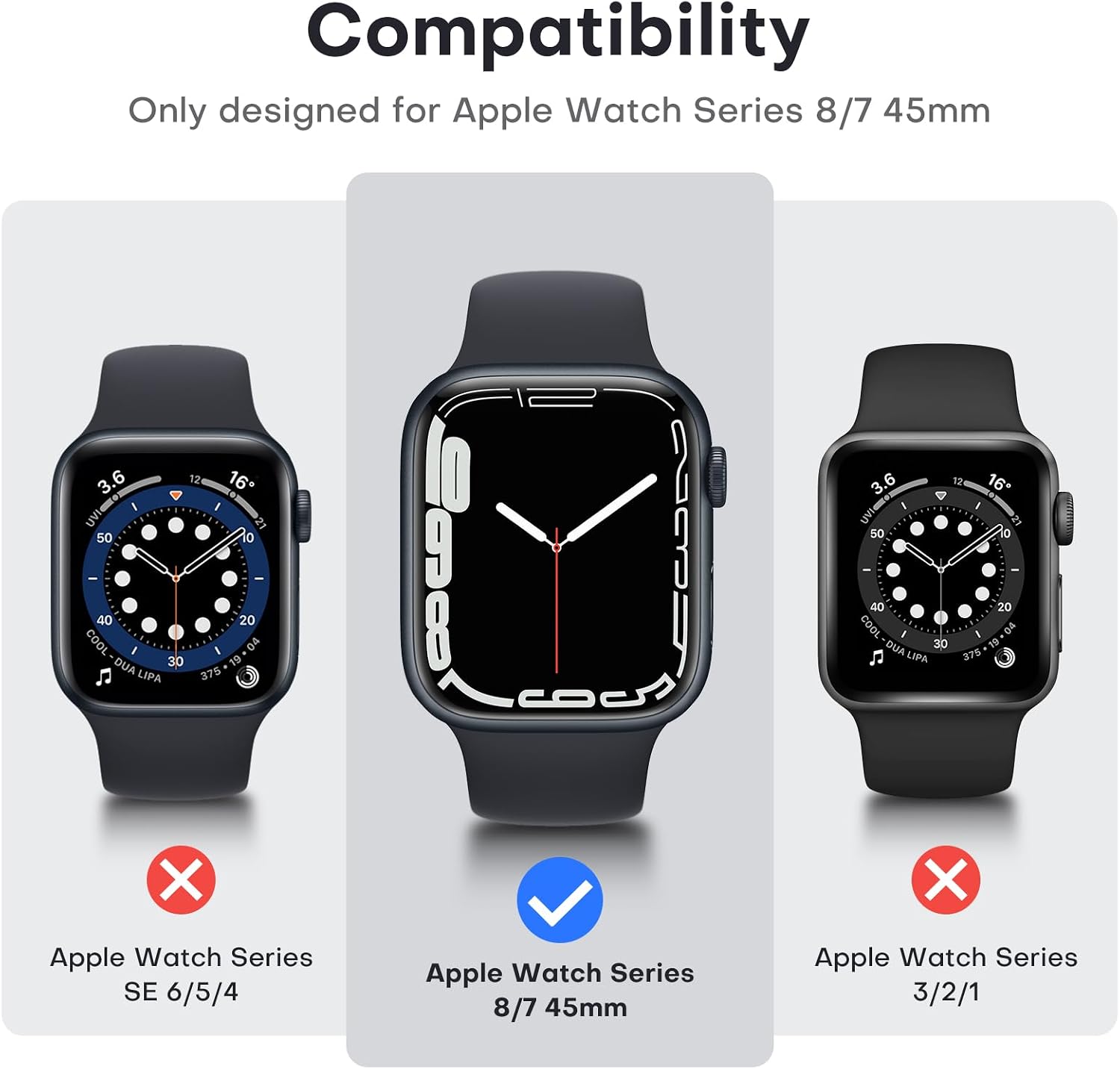 Thumbnail 6 de TAURI 2-Pack Apple Watch Case for Series 9/8/7 45mm, Blue PC Bumper