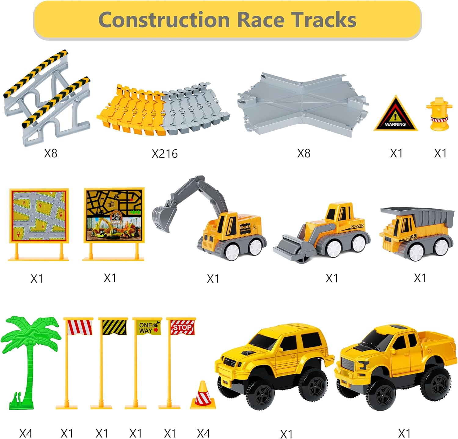 Detalle 2 de 253 PCS Construction Race Tracks Toy Set