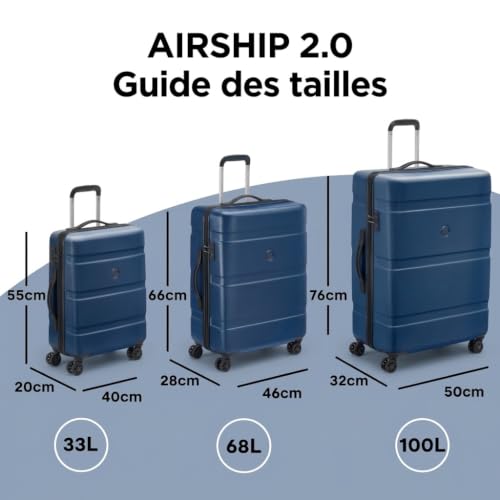 Detalle de DELSEY Paris Airship 2.0 – Set de 3 valises rigides bleu clair