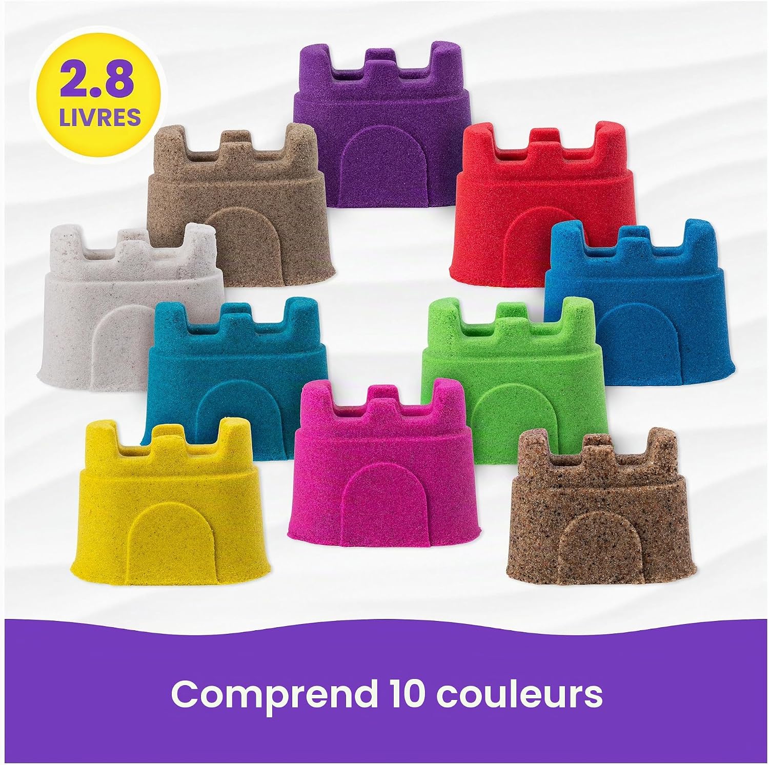 Thumbnail 4 de Kinetic Sand 6064334-1083611 zandkastelenset met 10 kleuren en opbergmallen