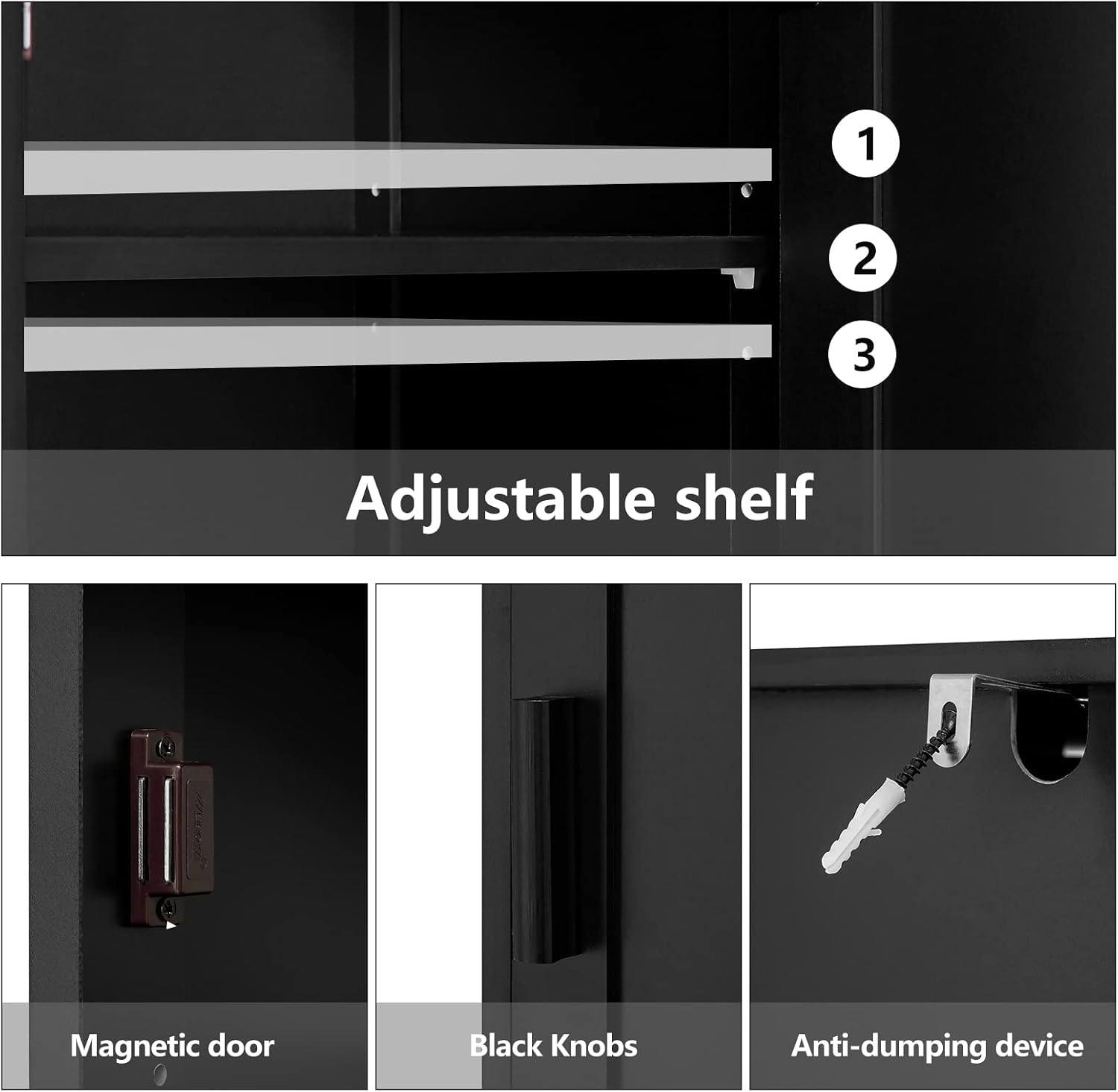 Detalle 2 de Usikey Tall Storage Cabinet, 67-Inch