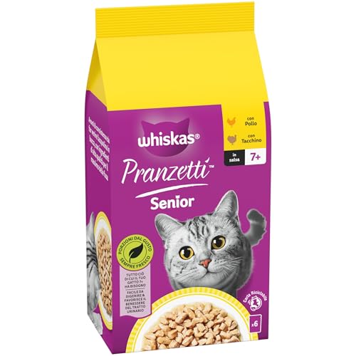 Detalle de Whiskas Pranzetti Cibo Umido in Salsa per Gatti adulti Senior 7+ Pollame – Confezione da 12 porzioni