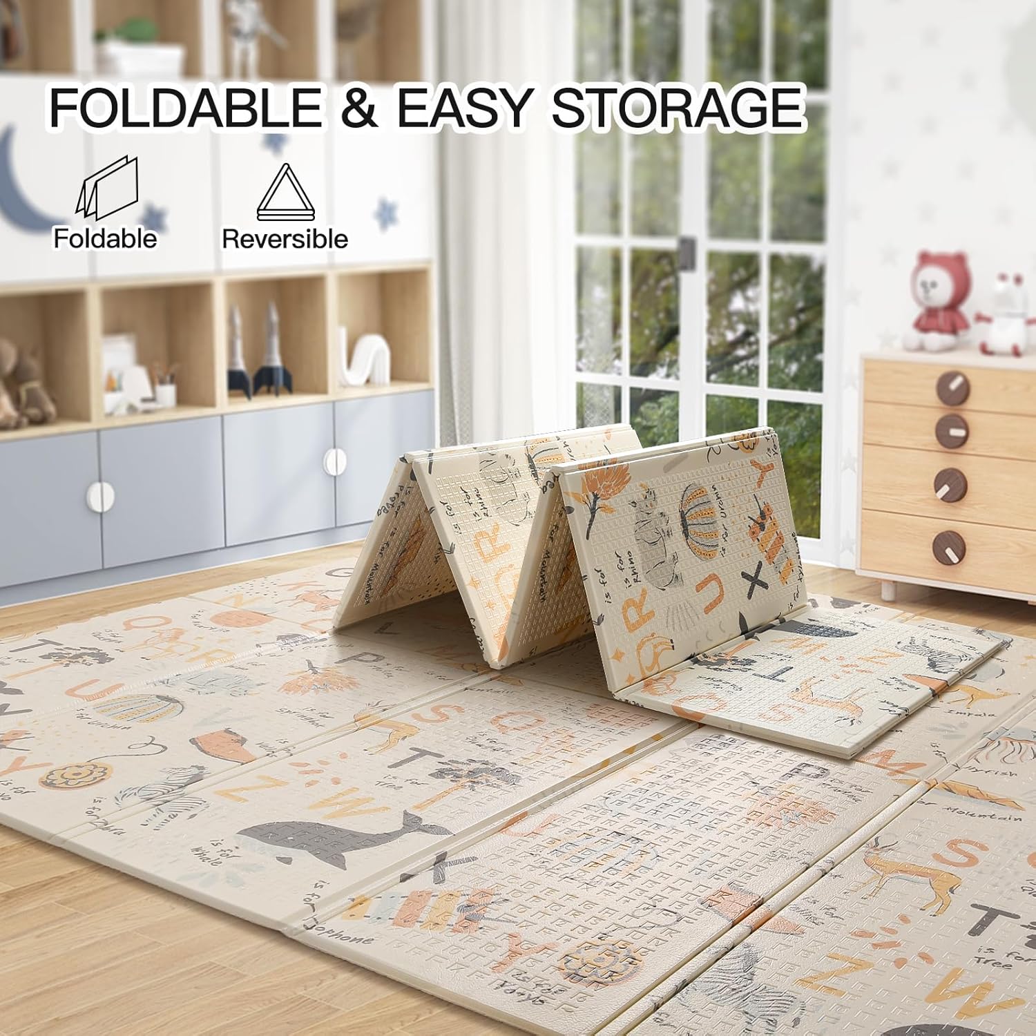Thumbnail 6 de Sour Lemon 180x160cm Folding Wildlife Mat – Thick Baby Play Mat