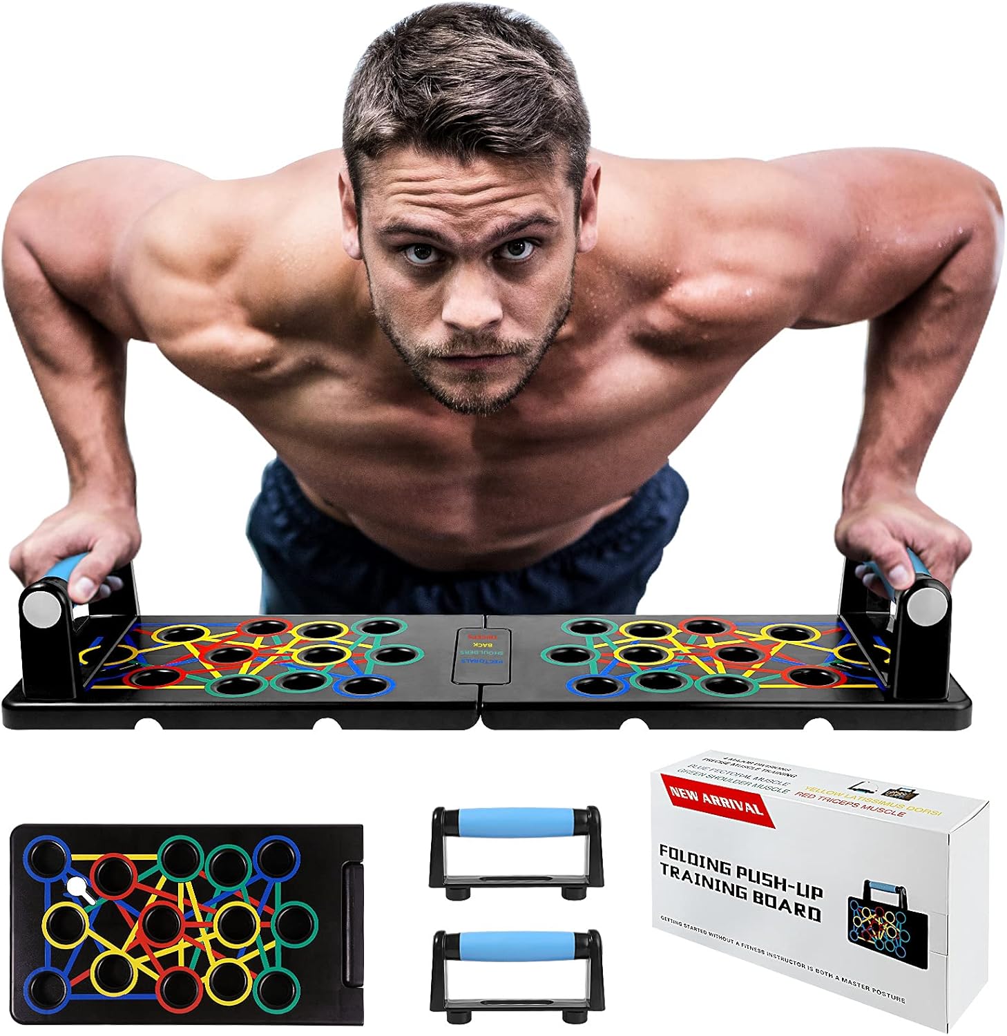 Detalle de Push Up Board Pliable Ensemble de planches push-up 24 en 1 — portable et robuste pour la maison
