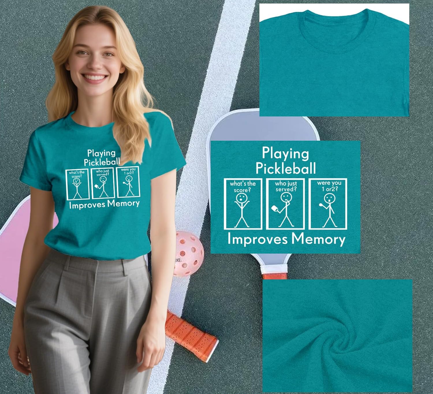 Detalle 2 de Qskall Womens Pickleball T Shirts: Comfortable Paddleball Tee for Everyday Play