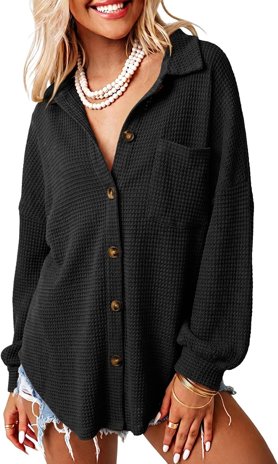 Detalle de Dokotoo waffle knit shacket jacket
