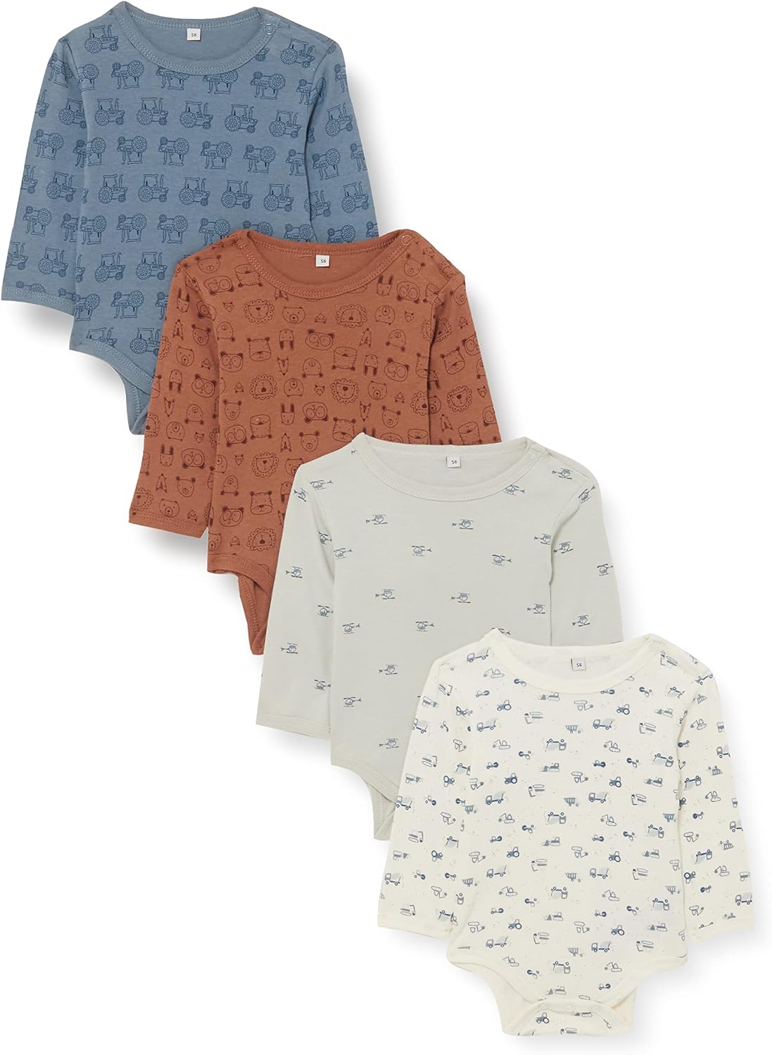 Detalle de PIPPI Unisex Babybody langarm mit Print im 4er-Pack (Formender Body)