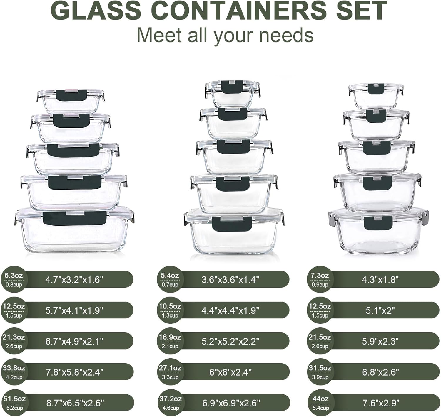 Detalle 2 de KOMUEE 30-Piece Glass Food Containers 🍱