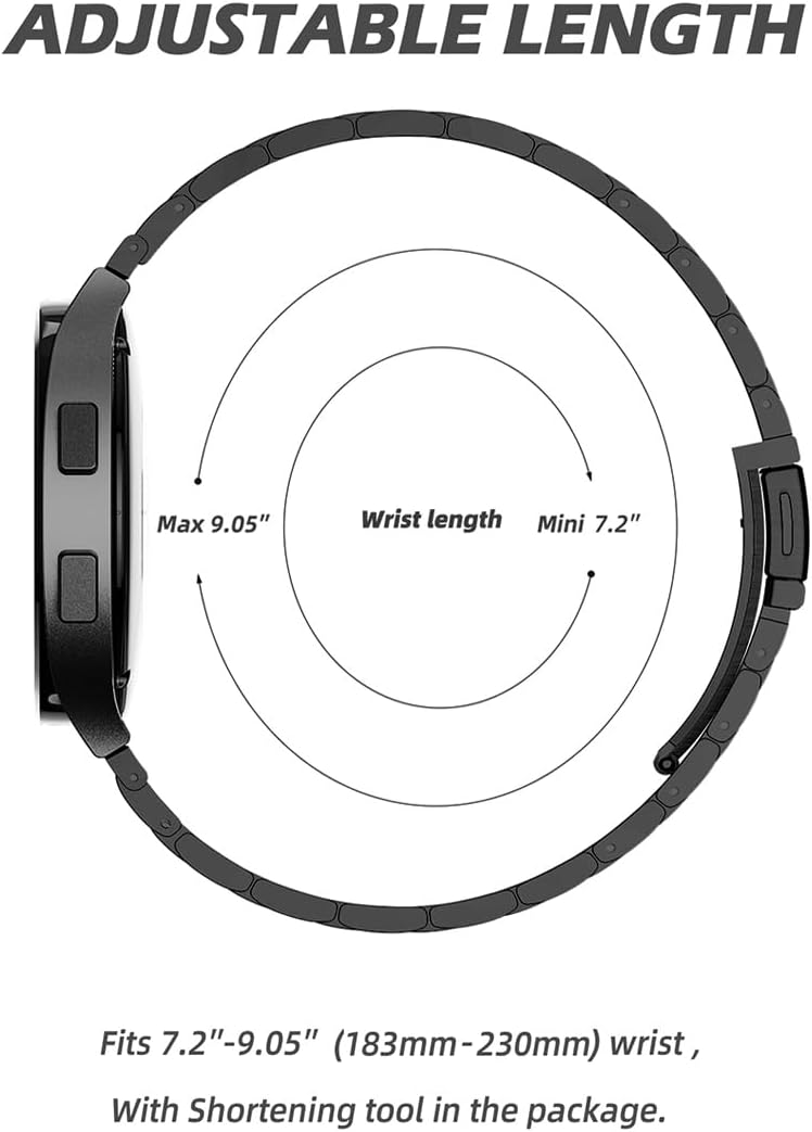 Thumbnail 6 de SUNDAREE Stainless Steel Strap for Samsung Galaxy Watch Series (47mm/46mm/43mm/42mm) – No Gap Black, 304L Steel