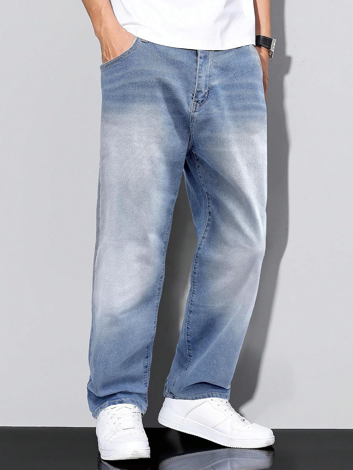 Detalle de JMIERR Herren Baggy Jeans – lockere Passform, Vintage-Style