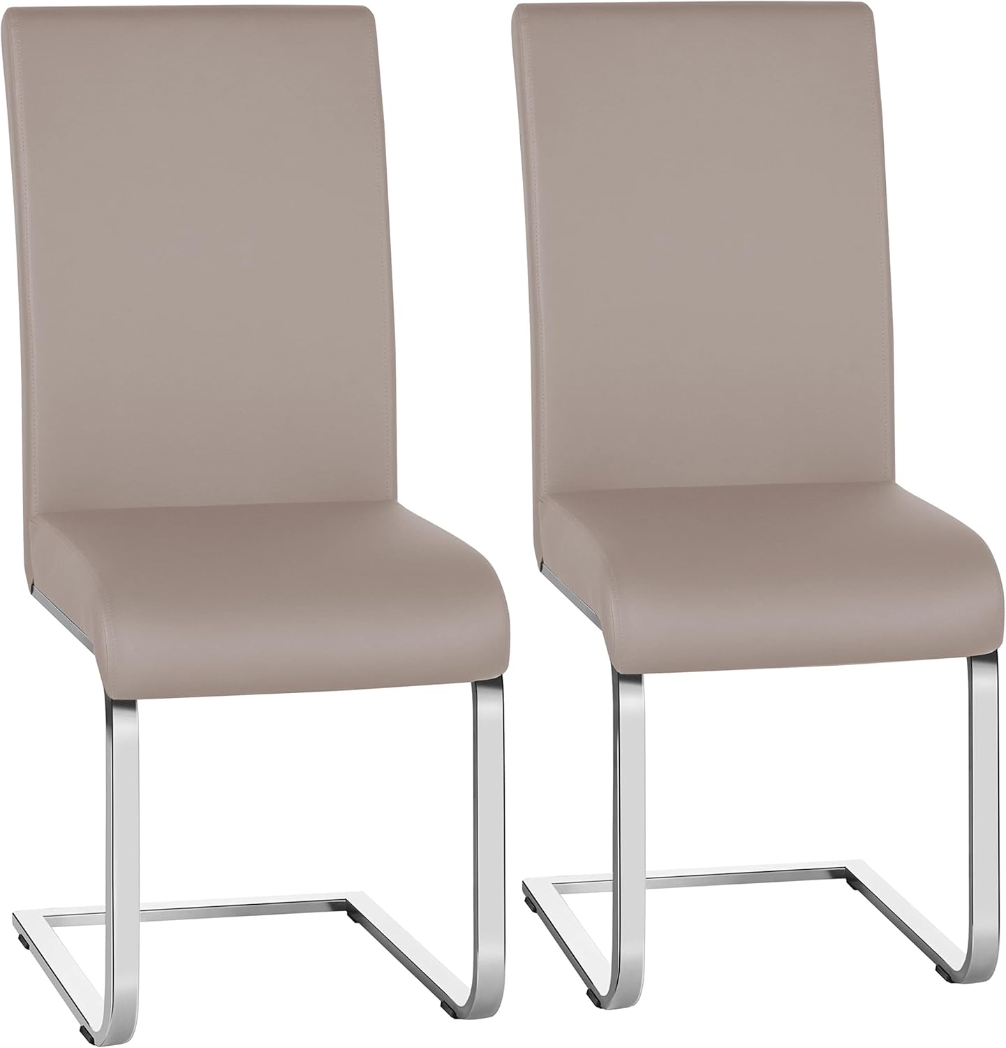 Detalle de Yaheetech Set 2 Sedie Sala da Pranzo Imbottite con Seduta 10 cm, Schienale Alto e Gambe a U in Metallo — Marrone Chiaro