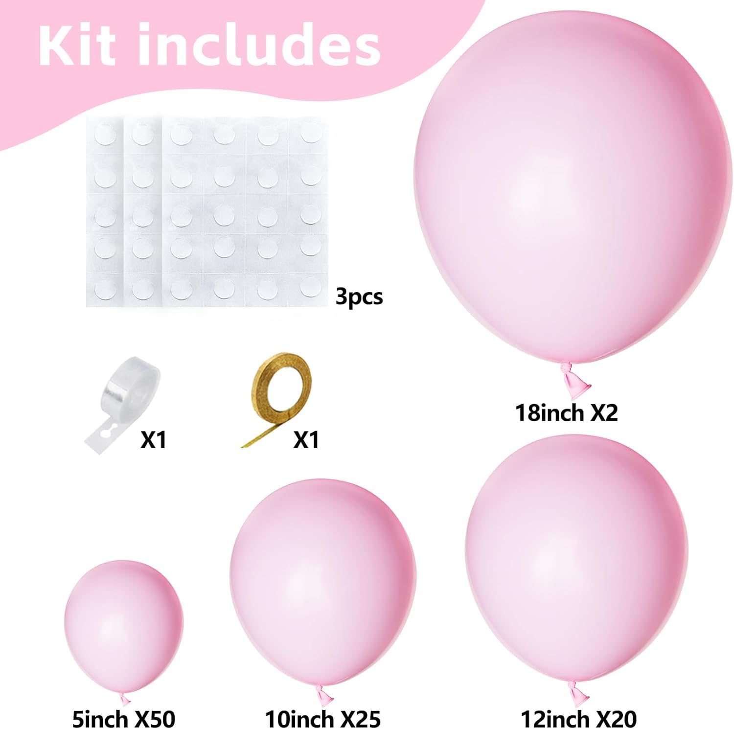 Thumbnail 1 de Pastel Pink Balloons Arch Kit 102 pcs balloons 🎈