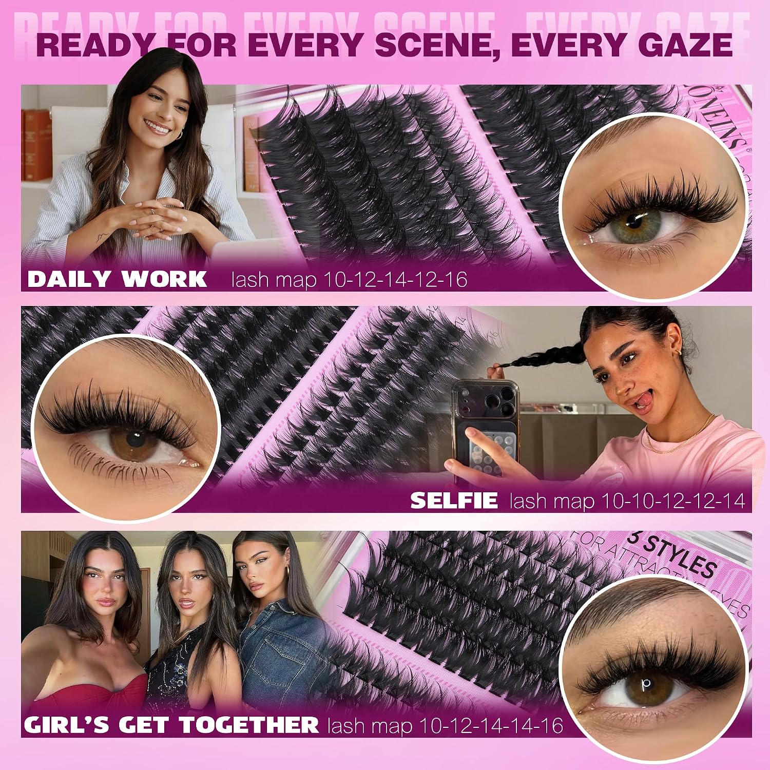 Thumbnail 4 de TNFVLONEINS Lash Clusters 10-16MM Wispy ๐