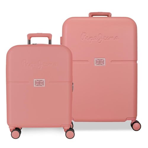 Detalle de Pepe Jeans Accent: juego de maletas rígidas ABS rosa (cabina 40/55/20 + grande 48/70/28, cierre TSA)