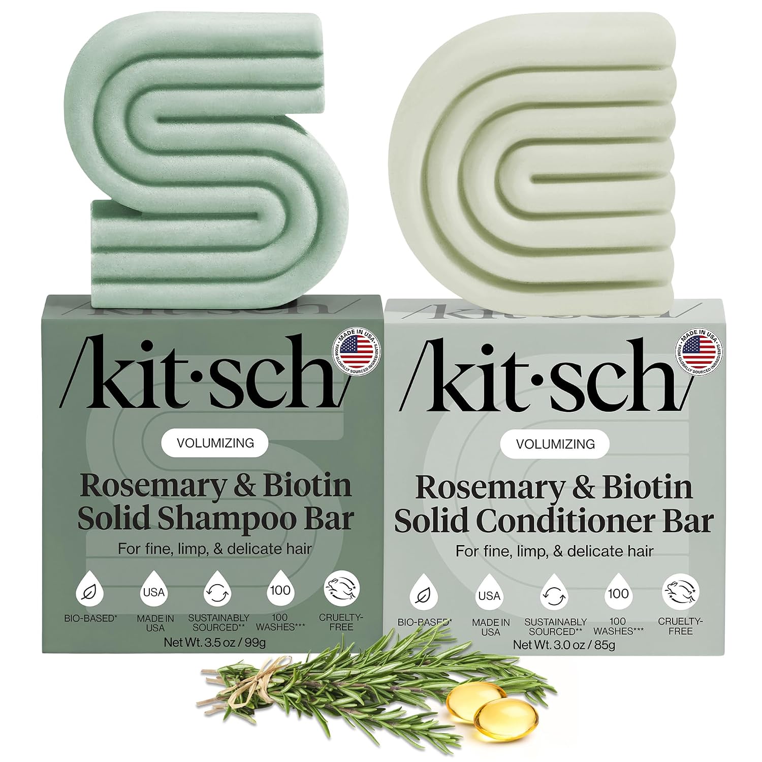 Detalle de Kitsch Rosemary & Biotin Shampoo and Conditioner Bars