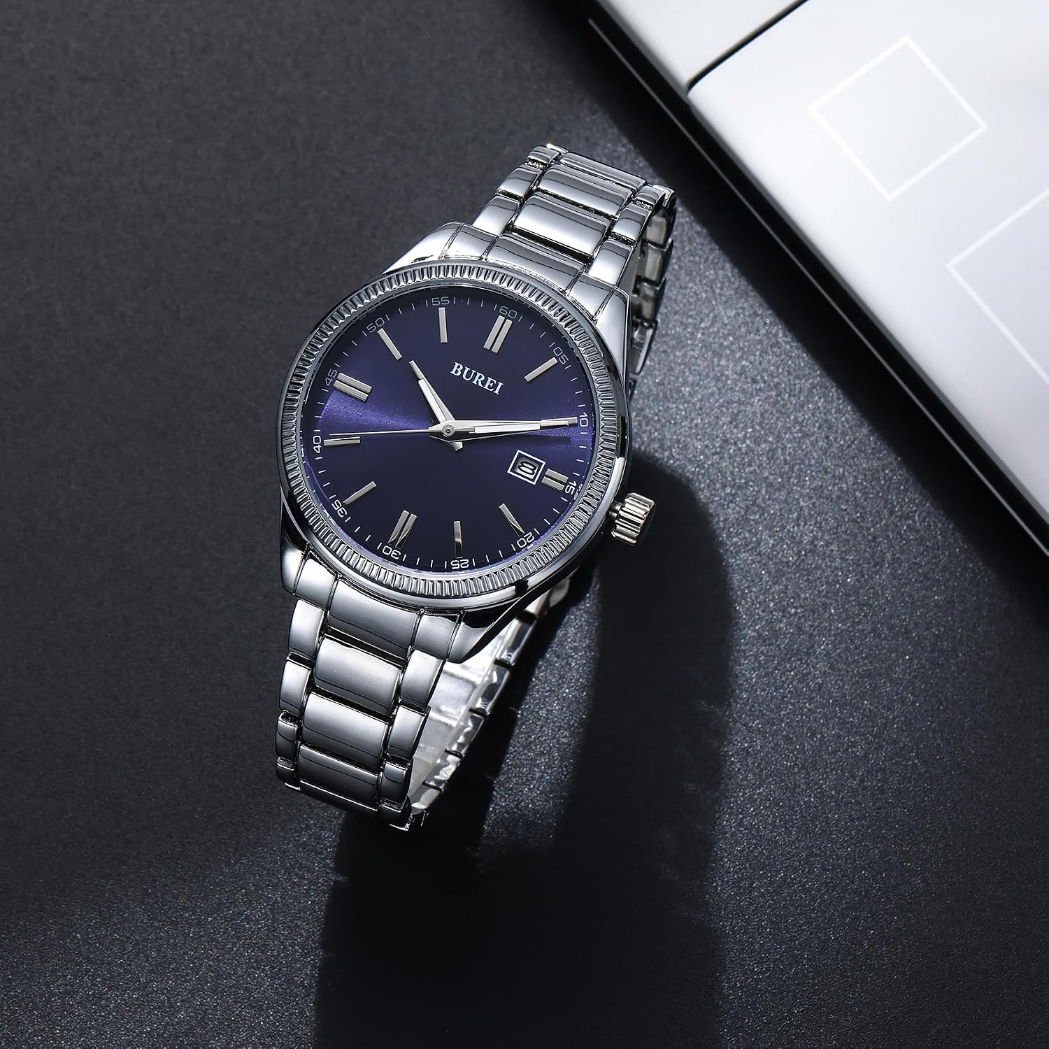 Thumbnail 2 de BUREI Herrenuhr Quarz Edelstahl 40 mm
