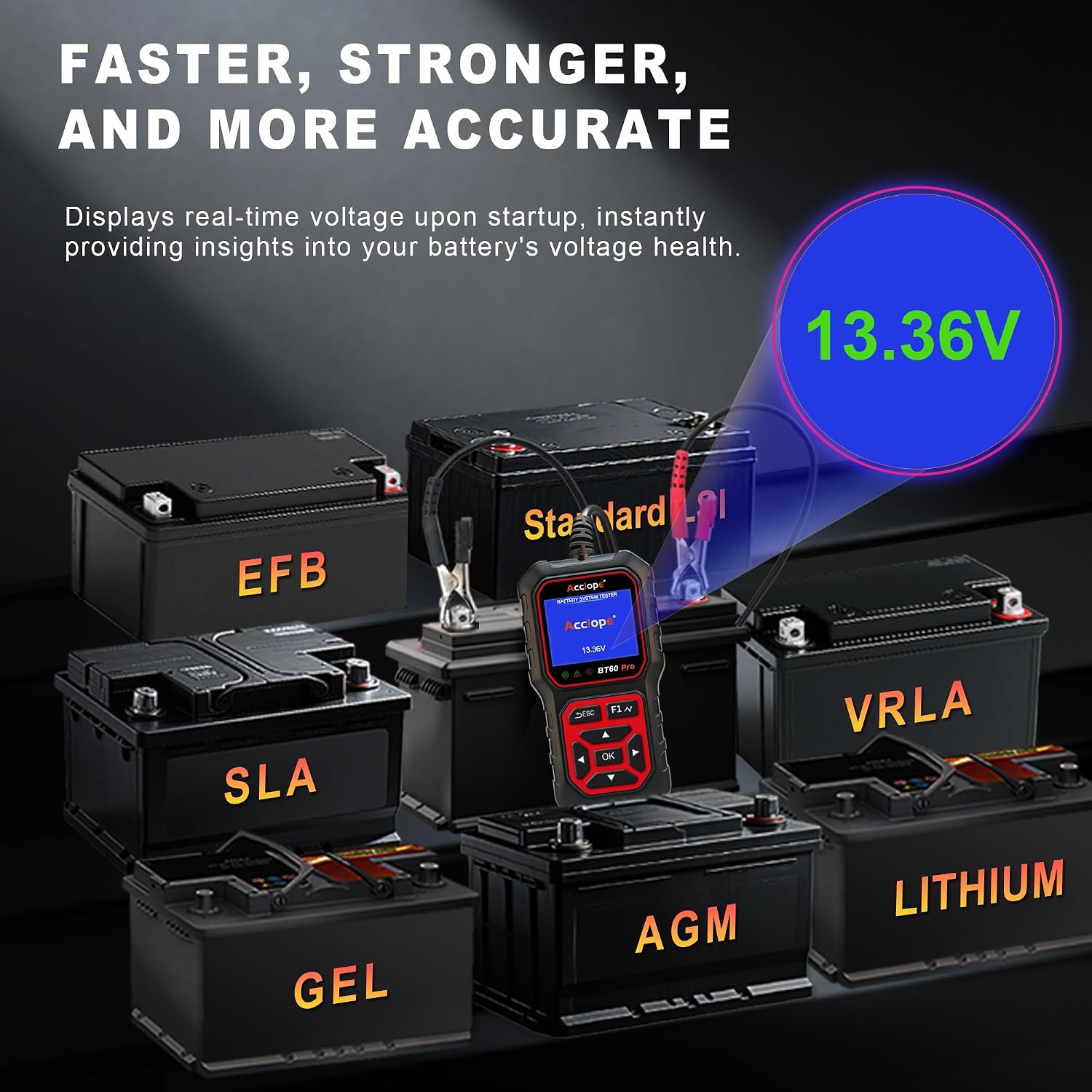 Thumbnail 6 de Acclope BT60 PRO Autobatterie Tester – 6V/12V/24V Diagnostik mit Cloud-Druck und Lithium-Kompatibilität