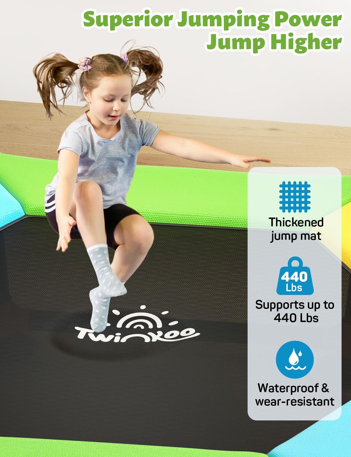 Thumbnail 3 de Twinkoo 60" Fortified Toddler Trampoline with Enclosure