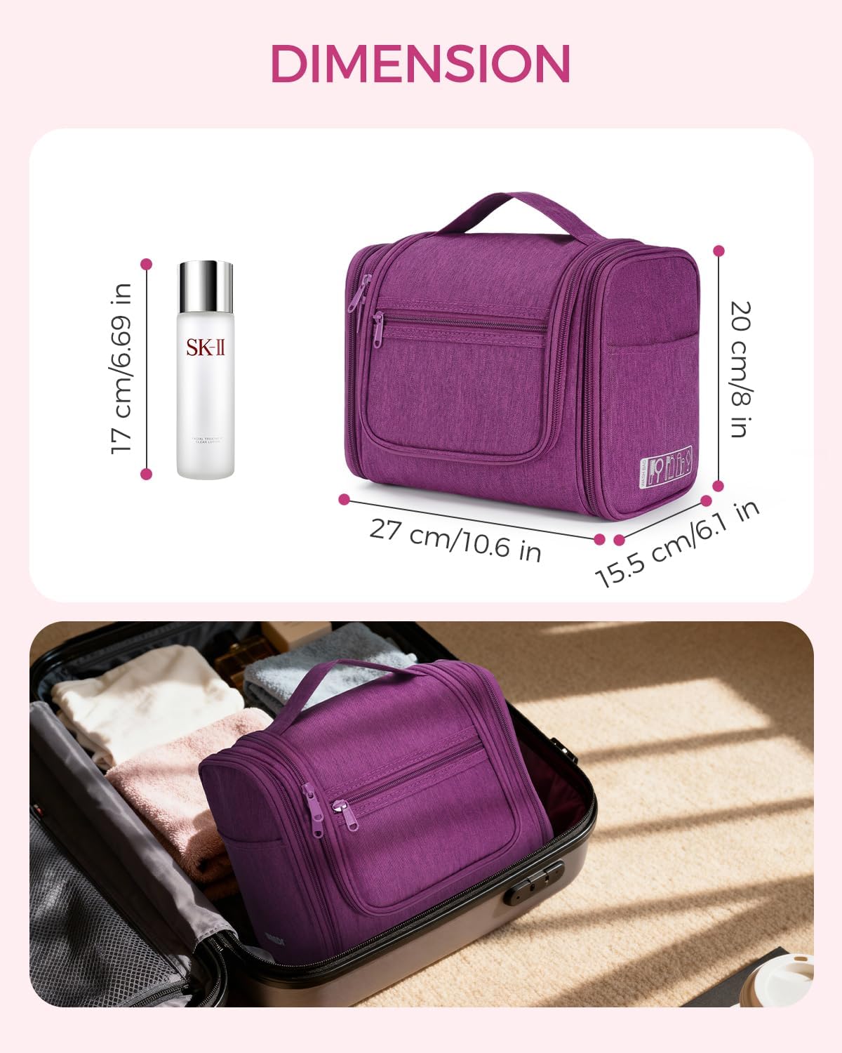 Thumbnail 6 de WANDF Borsa da toilette appesa: grande organizer da viaggio resistente all'acqua