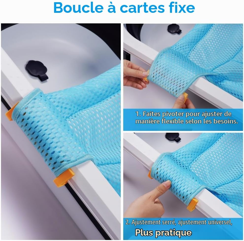 Thumbnail 2 de Aolso babybadnet met verstelbare, antislip badkuiphouder, blauw