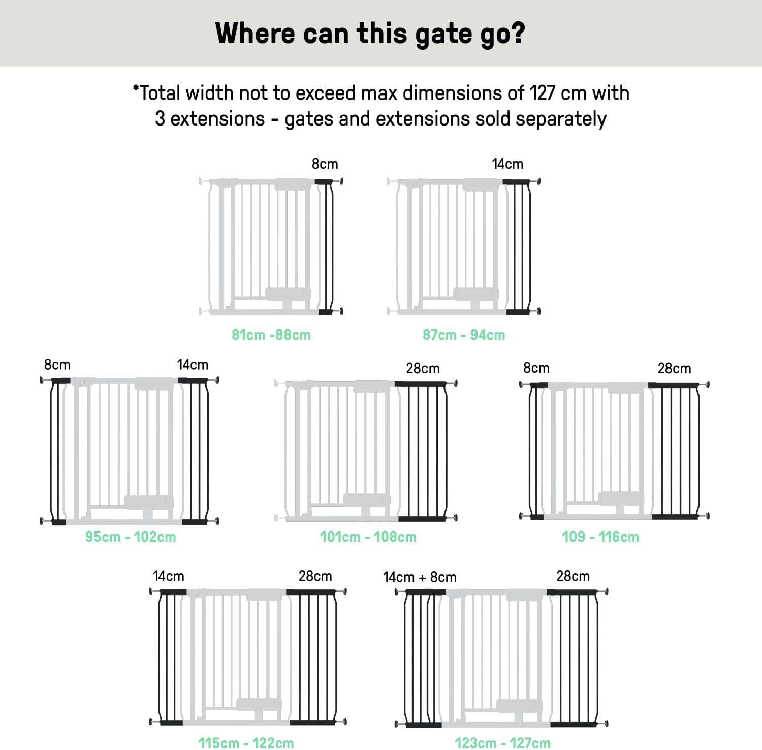 Thumbnail 6 de Ingenuity Hands-Free Baby Gate with Foot Pedal and One-Hand Open, 73–80cm Wide