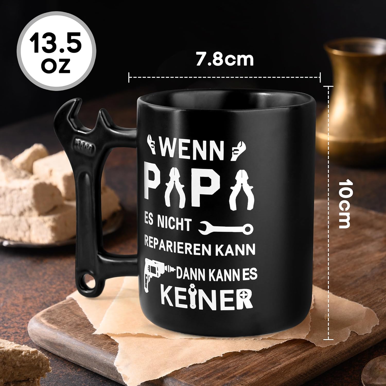 Thumbnail 6 de Johiux Papa Geschenk: Kaffeebecher mit Schraubenschlüssel-Griff, 400 ml