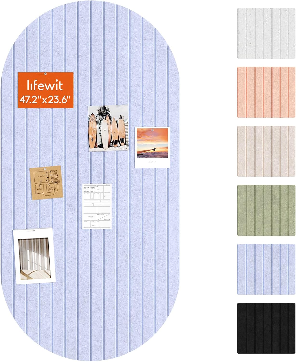 Detalle de Lifewit 26057 4-Pack Arched Felt Bulletin Board Panels, Purple, Self-Adhesive