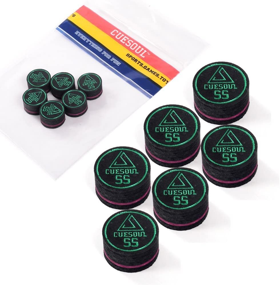 Detalle de CUESOUL set da 6 punte in pelle di maiale (9 strati) da 14 mm per stecca da biliardo