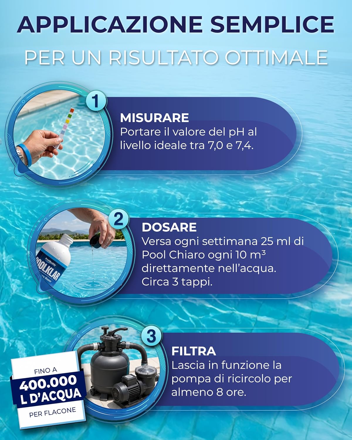 Thumbnail 3 de PoolBuddy Chiarificante Piscina 1 L – Acqua cristallina e filtrazione potenziata
