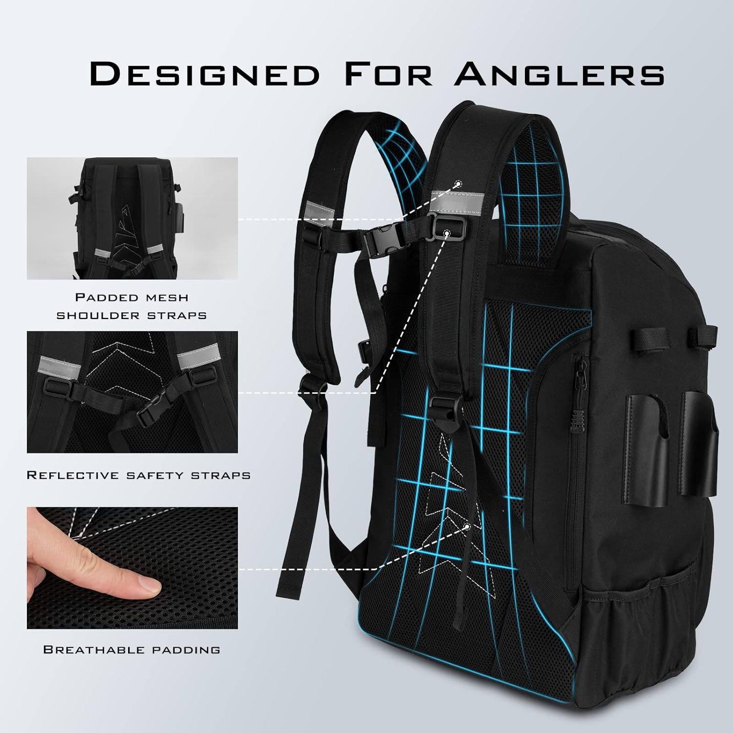Thumbnail 3 de KastKing KarryAll Fishing Tackle Backpack with Rod Holder and 4 Tackle Boxes