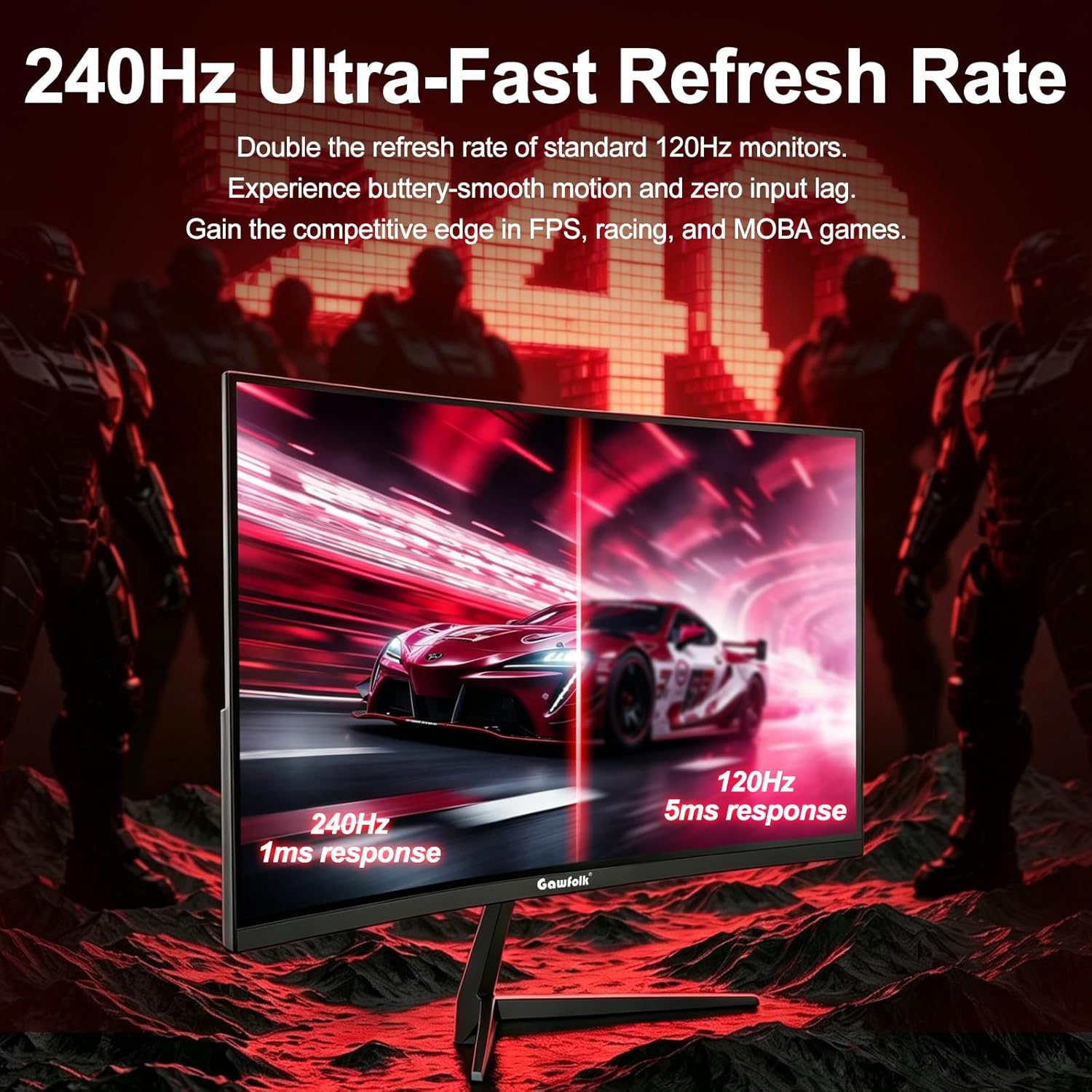 Thumbnail 1 de Gawfolk 32" Curved Gaming Monitor 240Hz (1800R VA, 1080p) with FreeSync & G-Sync