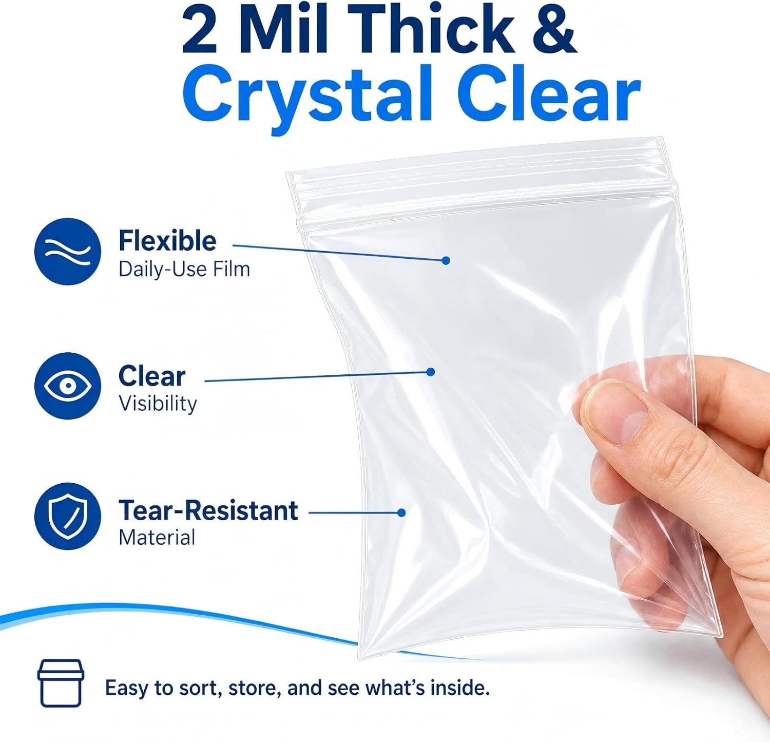 Detalle de Bonison Pbag4 Clear Zipper Bags, 4 Sizes, 2 Mil LDPE