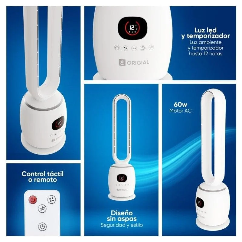 Detalle 2 de Origial AirBliss Freeless 60W: ventilador sin aspas con control remoto